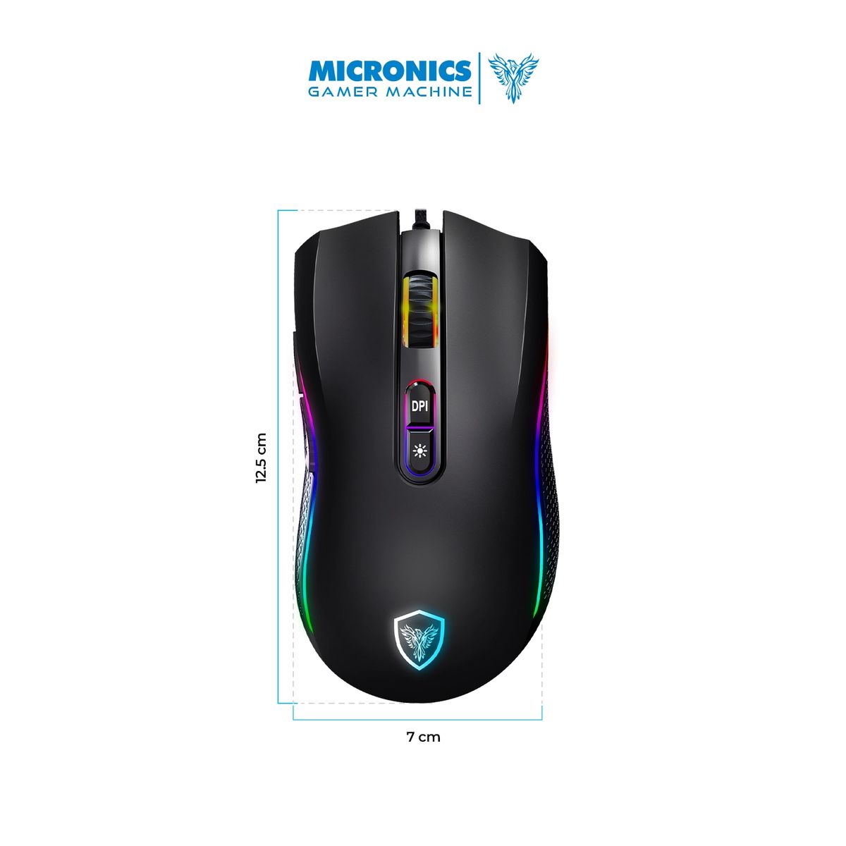 MICRONICS - Mouse Gamer Alámbrico 7B 1800DPI Negro Micronics Kripton MIC GM800