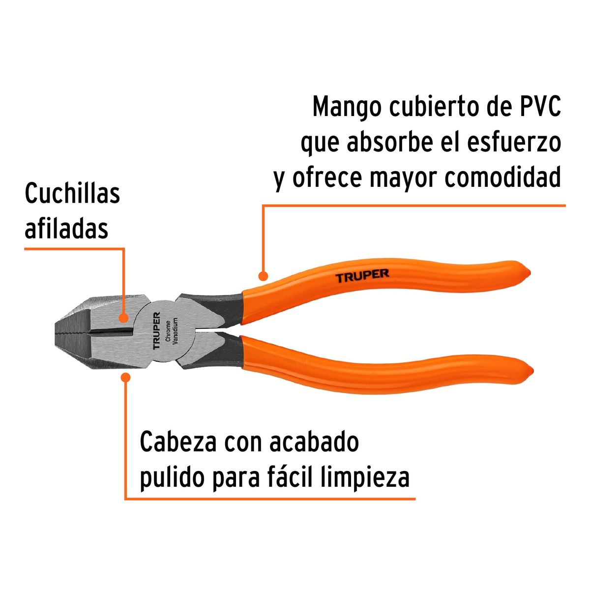 TRUPER - ALICATE UNIVERSAL MANGO PVC CABEZA CUADRADA 7” 18cm TRUPER