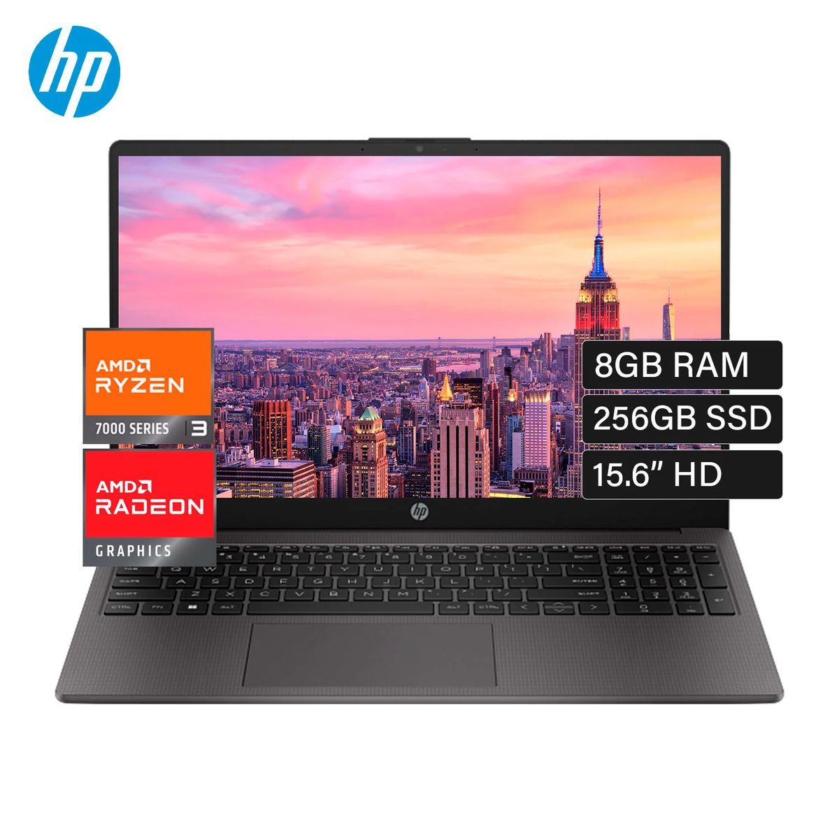 HP - Laptop HP 255 G10 AMD Ryzen 3 7320U 8GB RAM 256GB SSD 15.6" HD FreeDos (BF9X1AT)
