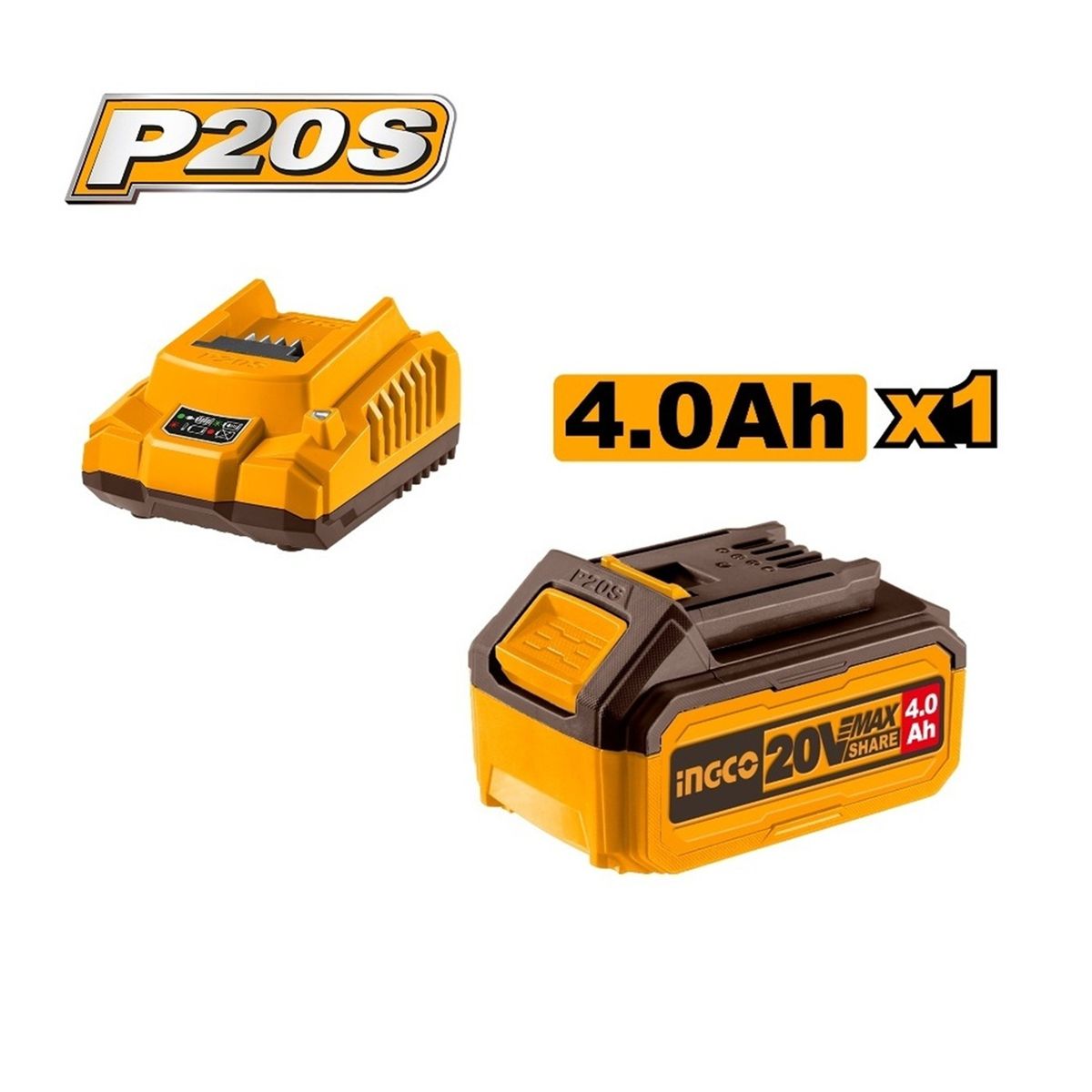 INGCO TOOLS - Batería 20V 4.0Ah + 1 Cargador FBCPK1214 INGCO