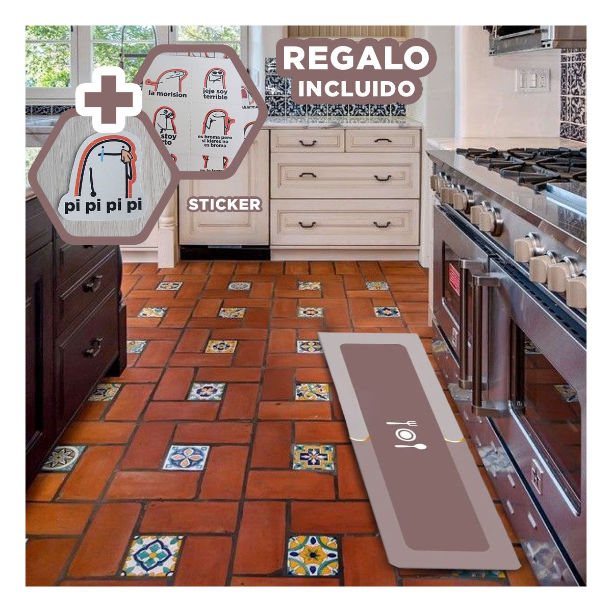 RYBIU IMPORT - Pack12 Alfombrillas Practica en Marron Y+Regalo Stickers