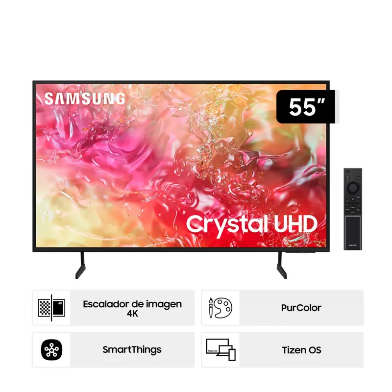 SAMSUNG - TELEVISOR SAMSUNG 55 UN55DU7000 CRYSTAL UHD 4K TIZEN OS SMART TV 2024