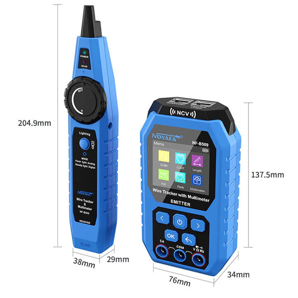 NOYAFA - Noyafa NF-B509 Probador de Red y Multímetro Digital Todo en Uno PoE Cable Test