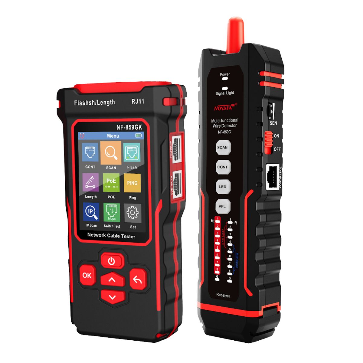 NOYAFA - Noyafa NF-859GK Probador de Cables Multifunción con PoE Ping Wiremap VFL y NVC