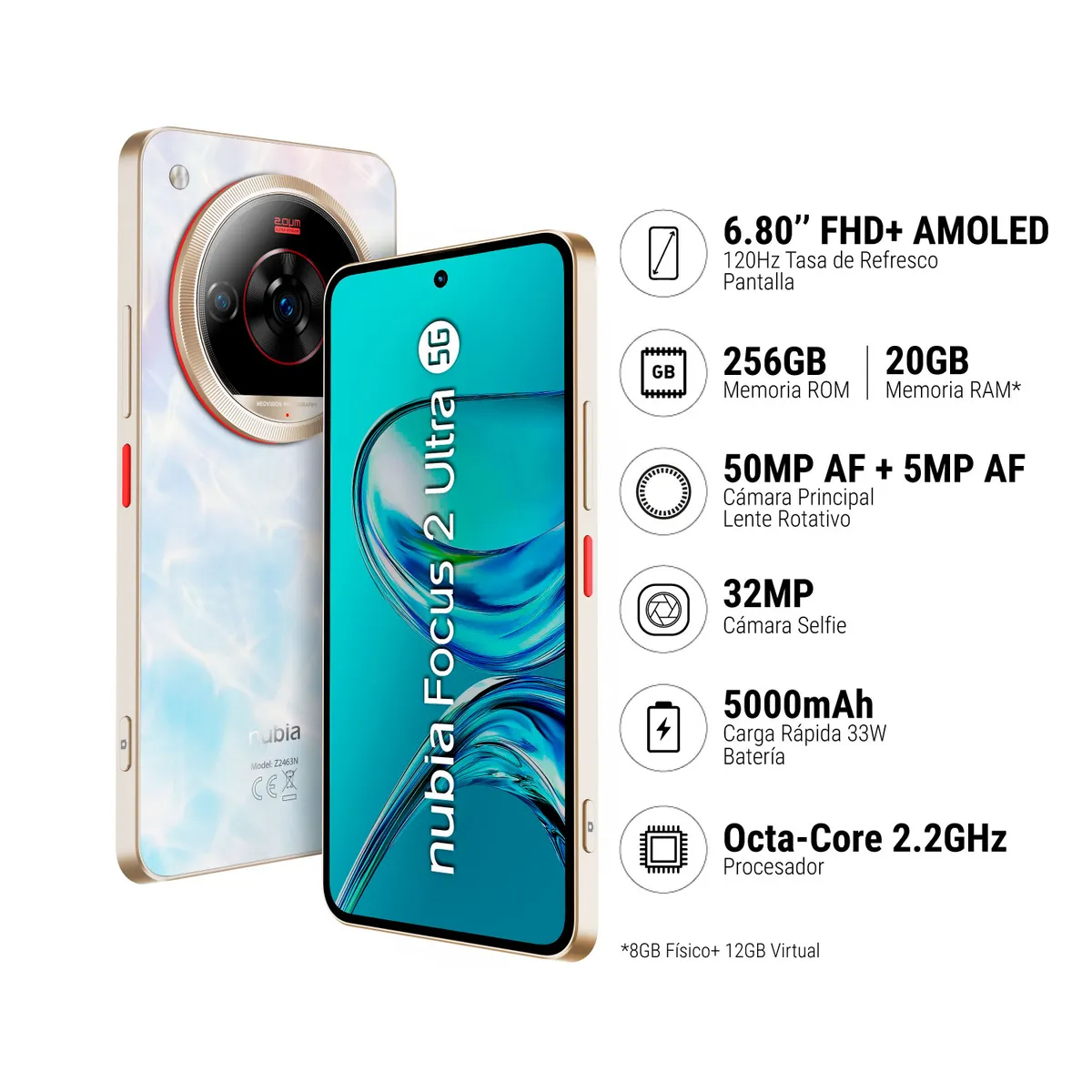 ZTE - ZTE NUBIA FOCUS 2 ULTRA 8+256GB - BLANCO