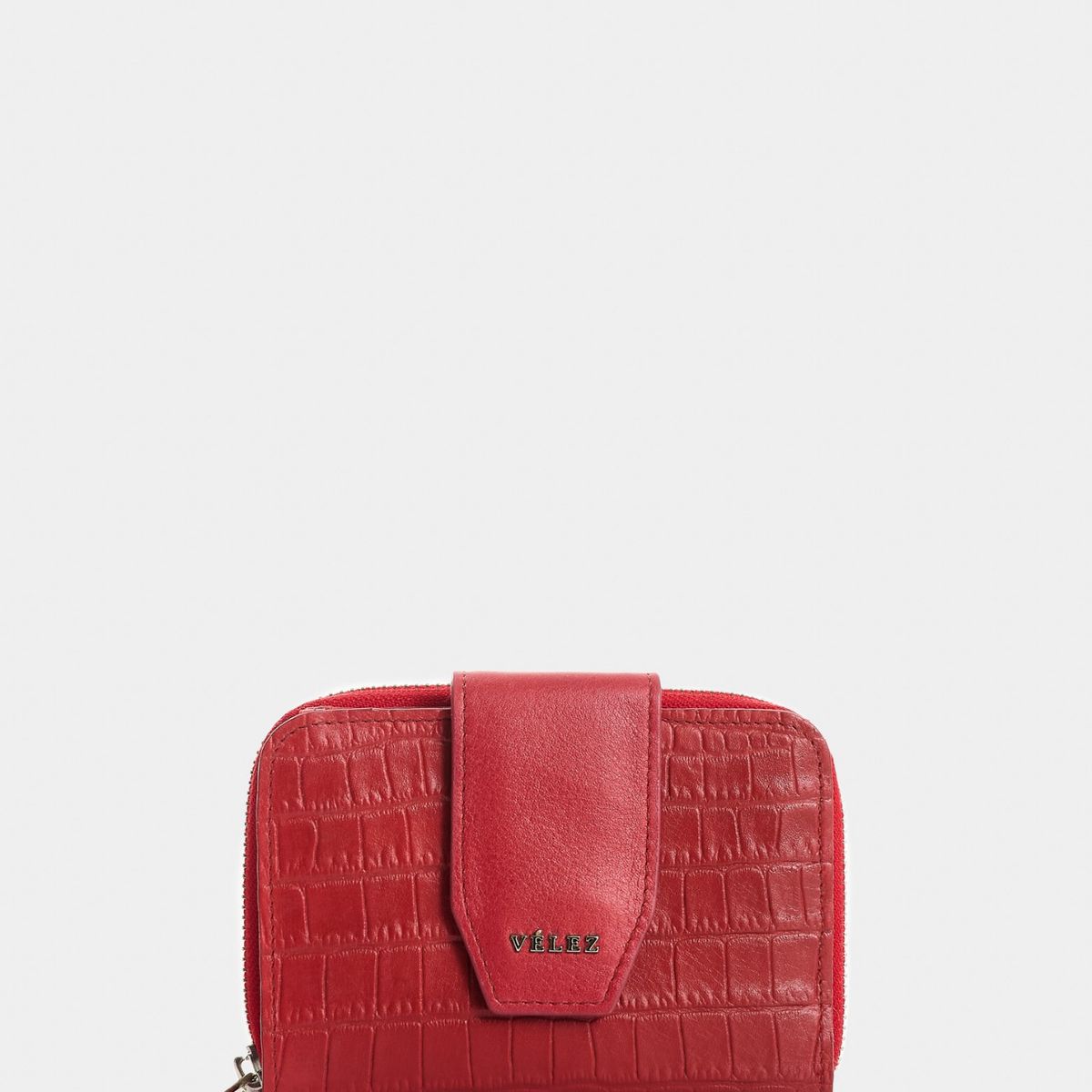 VELEZ - Vélez Billetera Hiedra De Cuero Para Mujer Grabado Rojo