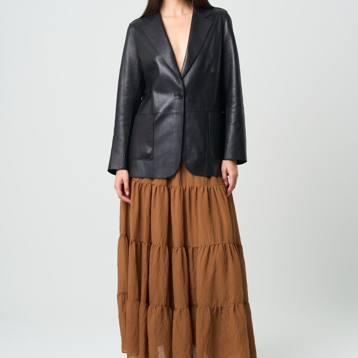 VELEZ - Vélez Falda Larga Galera Para Mujer Capas Cafe Claro