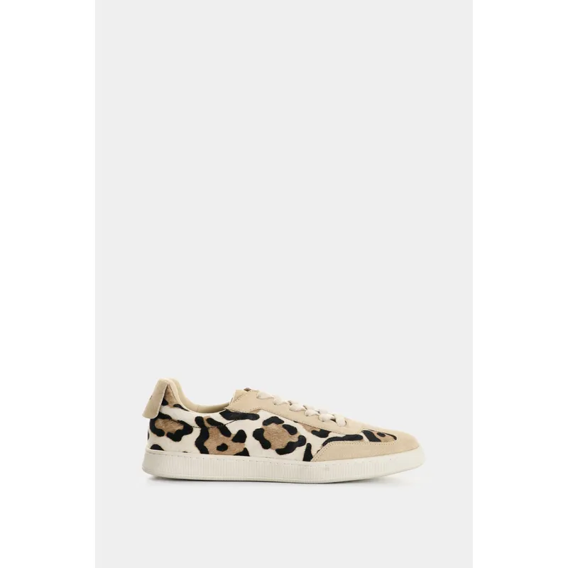 VELEZ - Vélez Zapatillas Cuero Pelo Animal Print Mujer Flair Beige