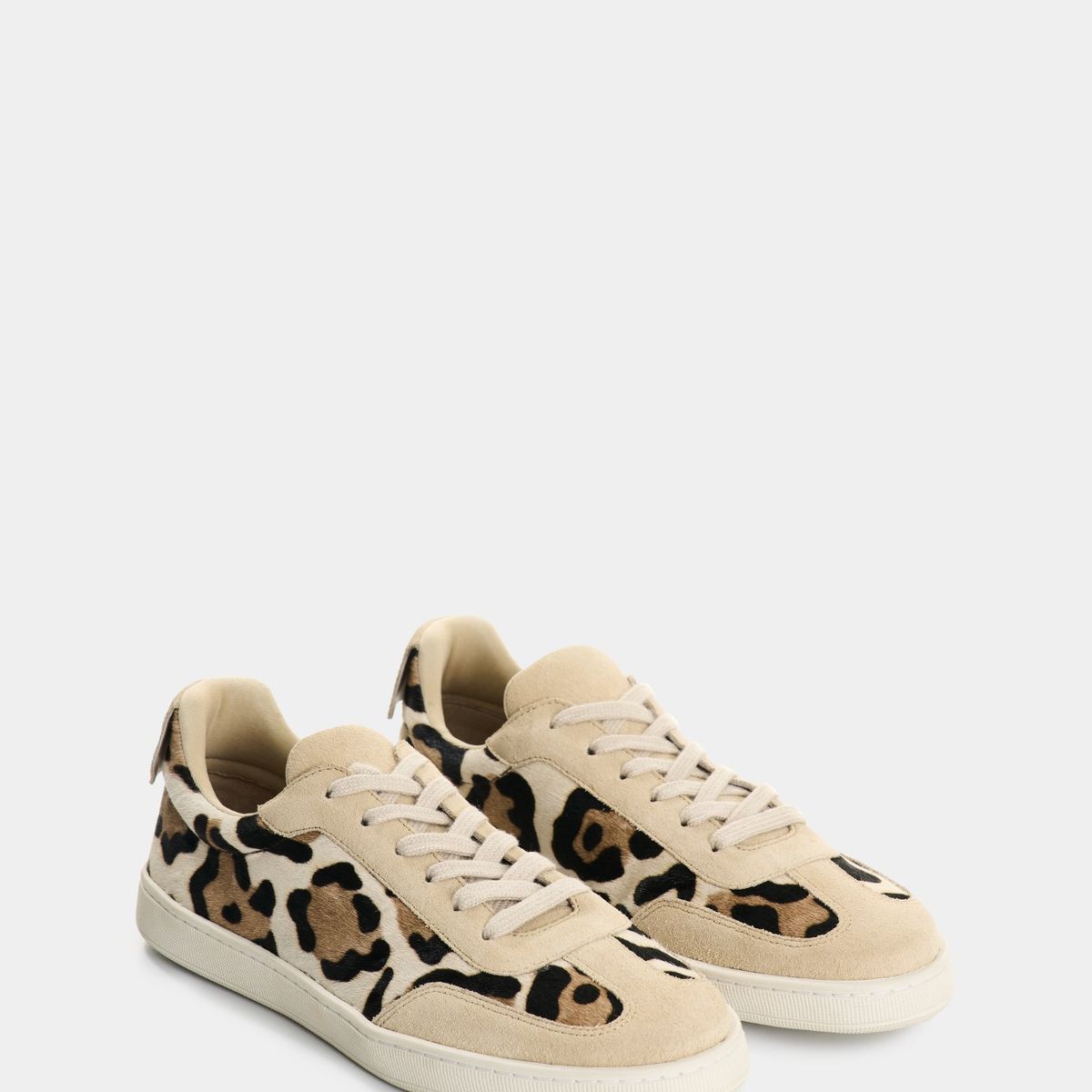 VELEZ - Vélez Zapatillas Cuero Pelo Animal Print Mujer Flair Beige