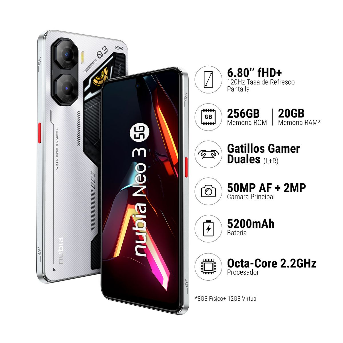 ZTE - ZTE NUBIA NEO 3 8GB+256GB - PLATEADO