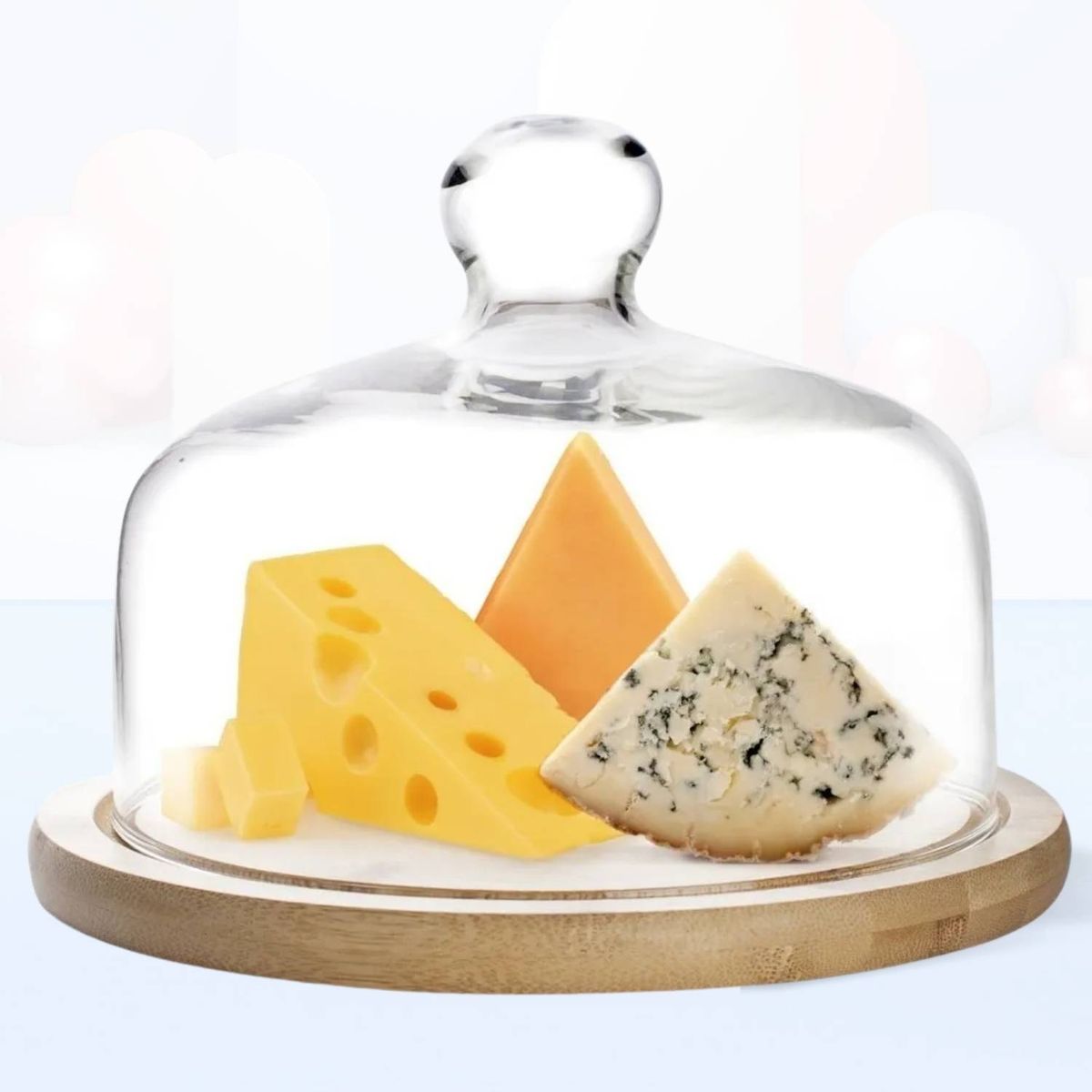 ICHIMATSU - Quesera de Vidrio con Base de Madera
