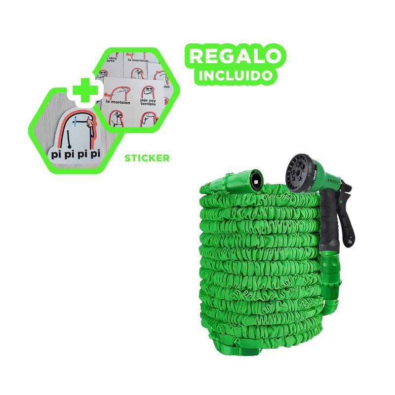 RYBIU IMPORT - Manguera con Boquilla y Rociado 30 M Verde Y+Regalo Stickers