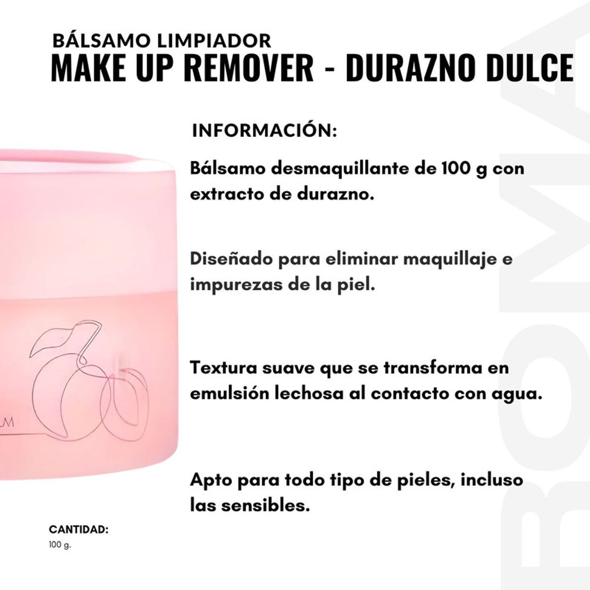 GENERICO - PACK 2 BÁLSAMO LIMPIADOR MAKE UP REMOVER  DURAZNO DULCE 100G ESTELIN