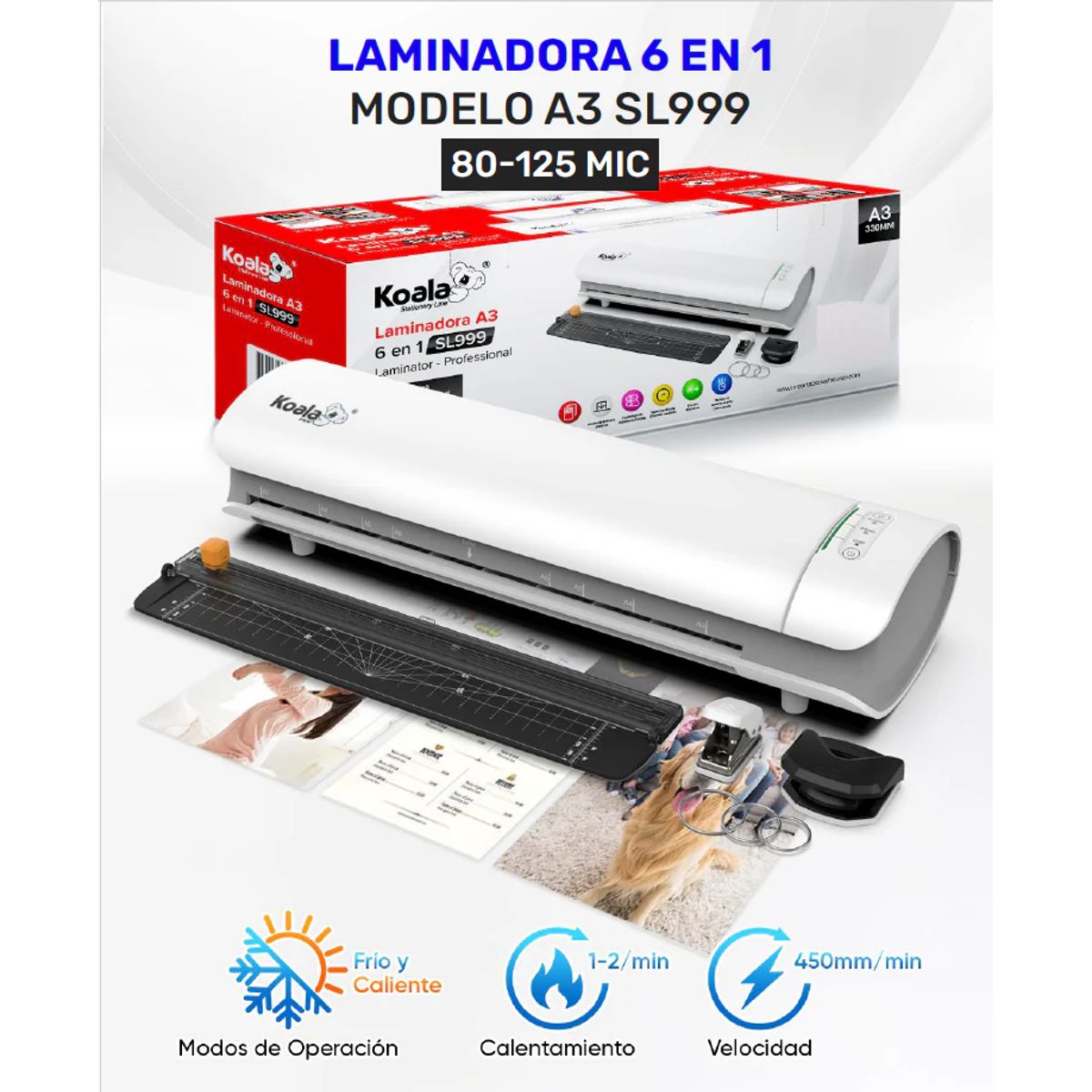 KOALA - Laminadora Enmicadora Koala SL999 6 en 1 - A3
