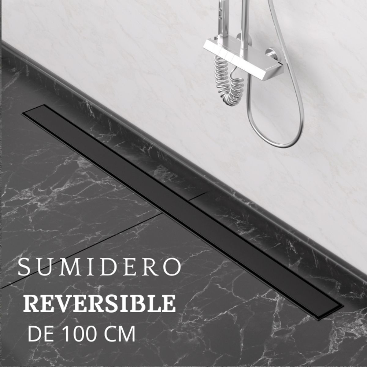 FRATELLI - SUMIDERO REVERSIBLE 10x100 CM DE ACERO 304 NEGRO