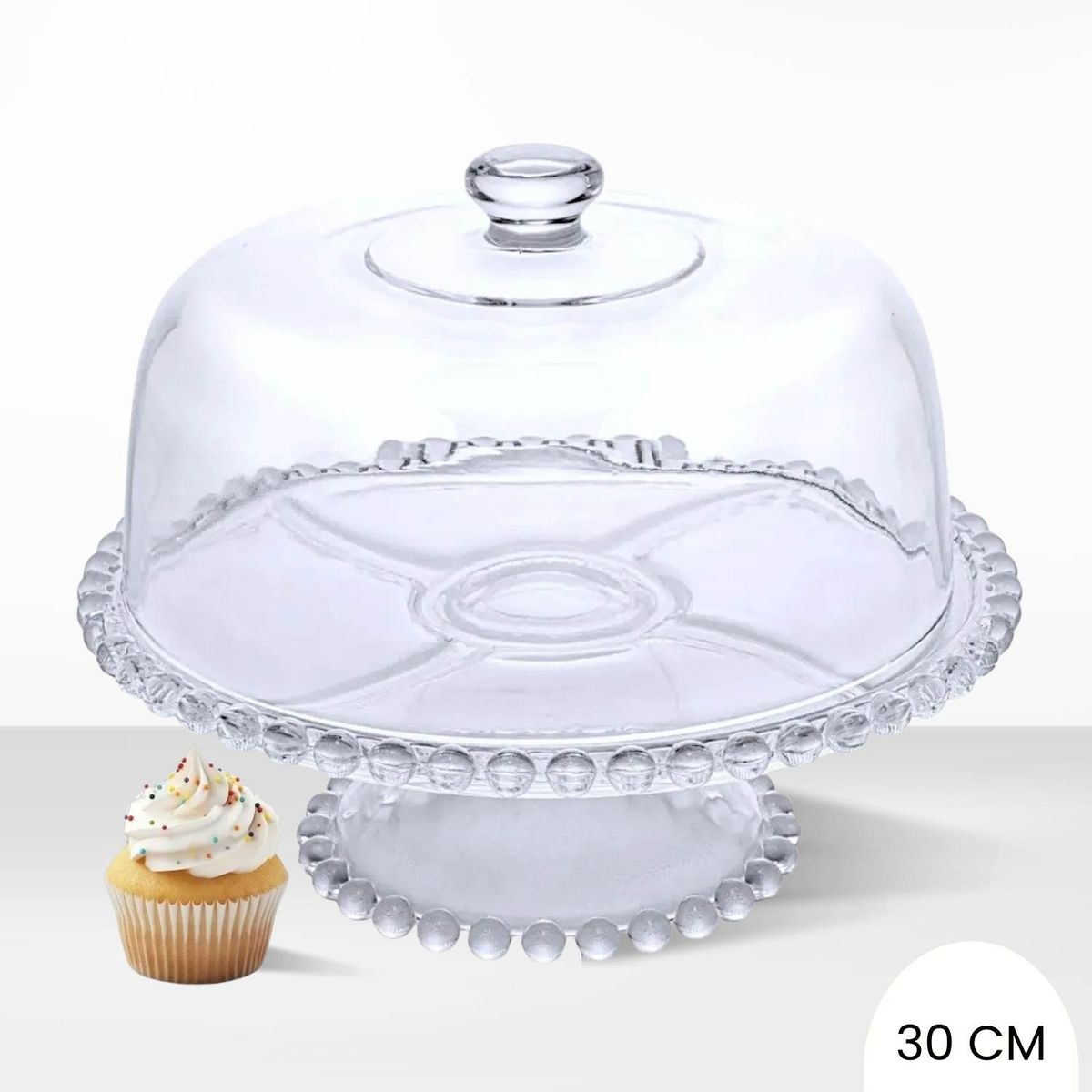 ICHIMATSU - Porta Torta de Vidrio labrado Con Tapa 30 cm