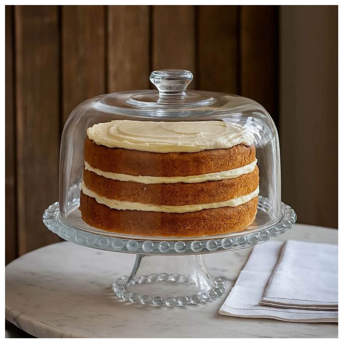 ICHIMATSU - Porta Torta de Vidrio labrado Con Tapa 30 cm