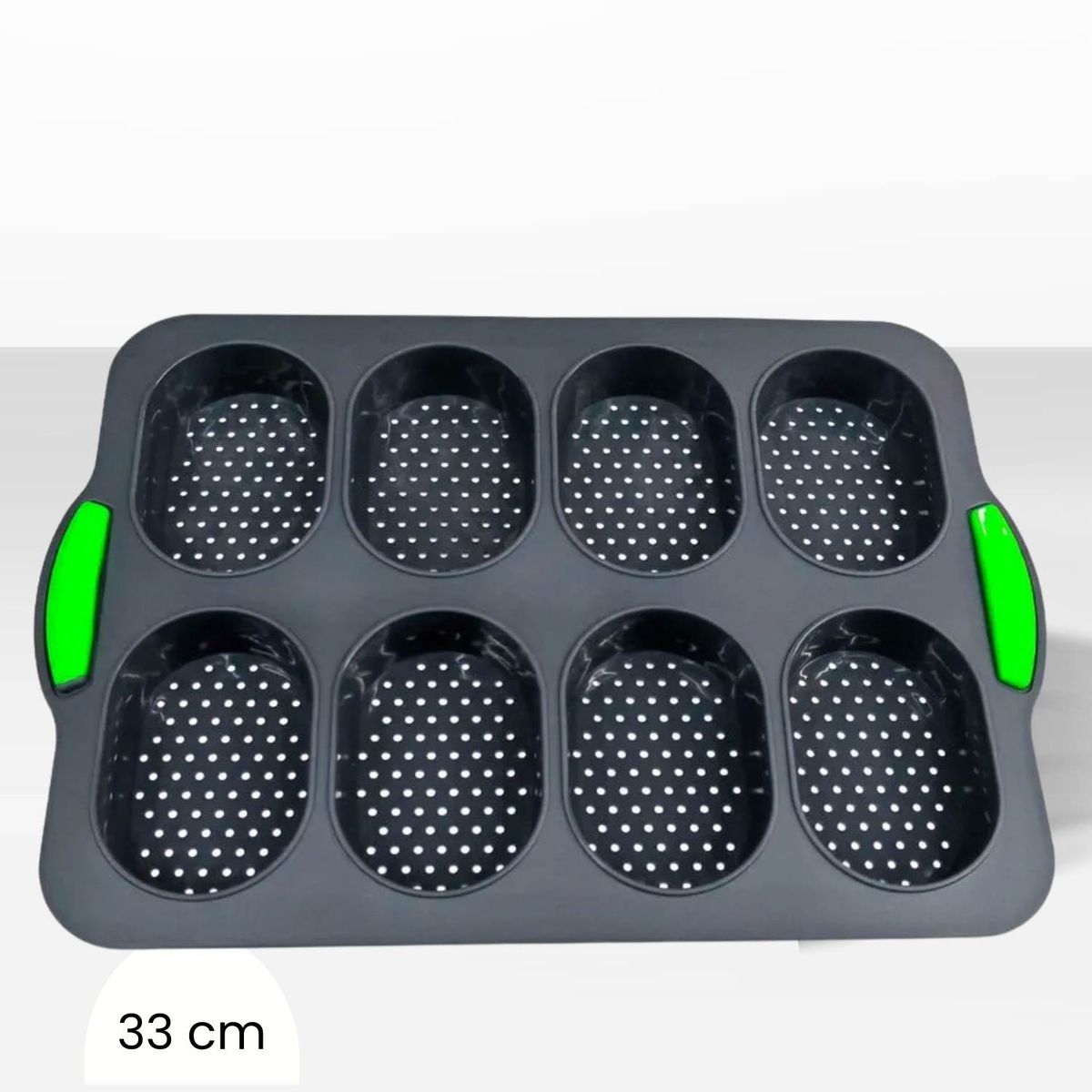 ICHIMATSU - Molde se Silicona para Pan Ovalada 8 Agujeros Negro