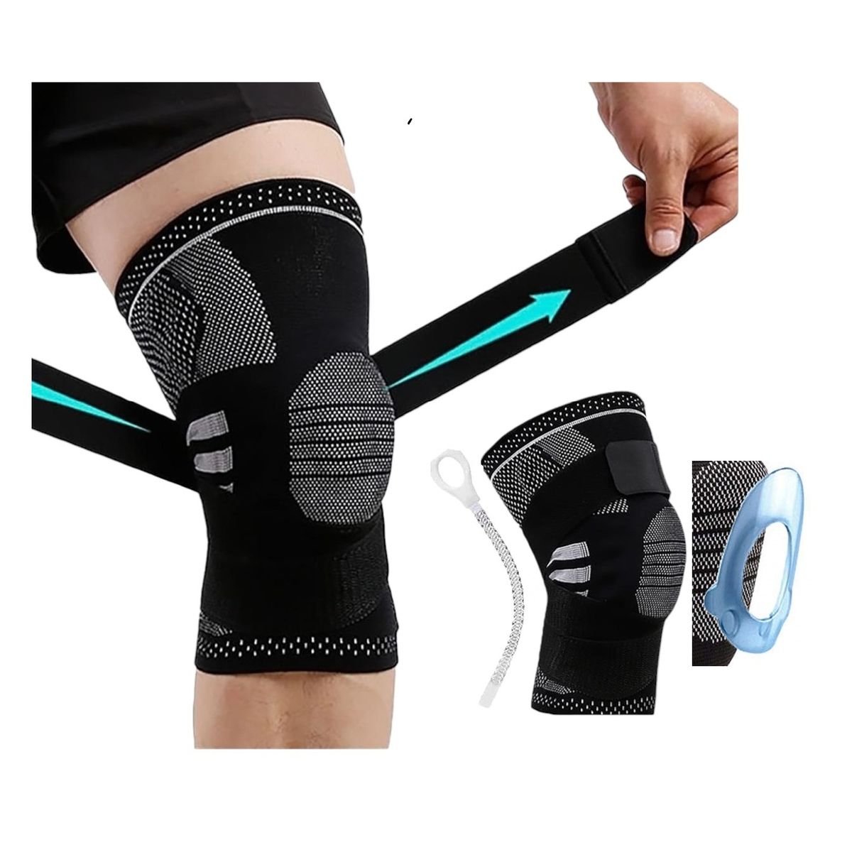 GENERICO - Rodillera Deportiva Soporte Compresion Gel Talla L + Vendas Ajustables