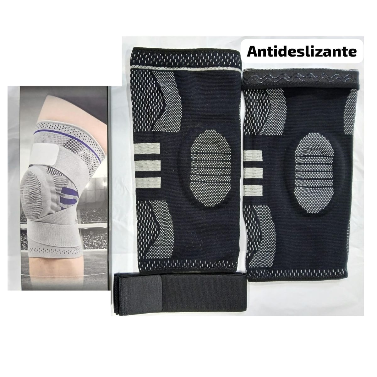 GENERICO - Rodillera Deportiva Soporte Compresion Gel Talla L + Vendas Ajustables