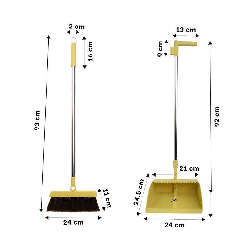 GENERICO - Pack2 Escoba Practico con Recogedor Util de Color Amarillo