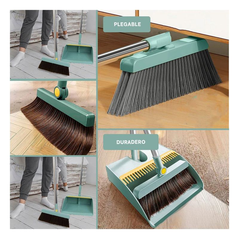 GENERICO - Pack4 Escoba para el Hogar en Verde Y+Regalo Stickers