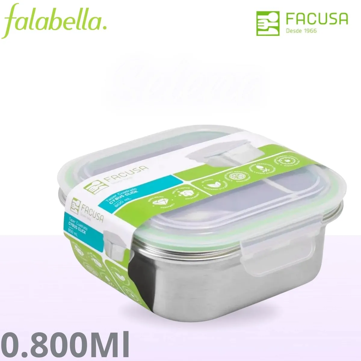 FACUSA - Taper de Acero Inoxidable Cuadrado De 800Ml - Facusa