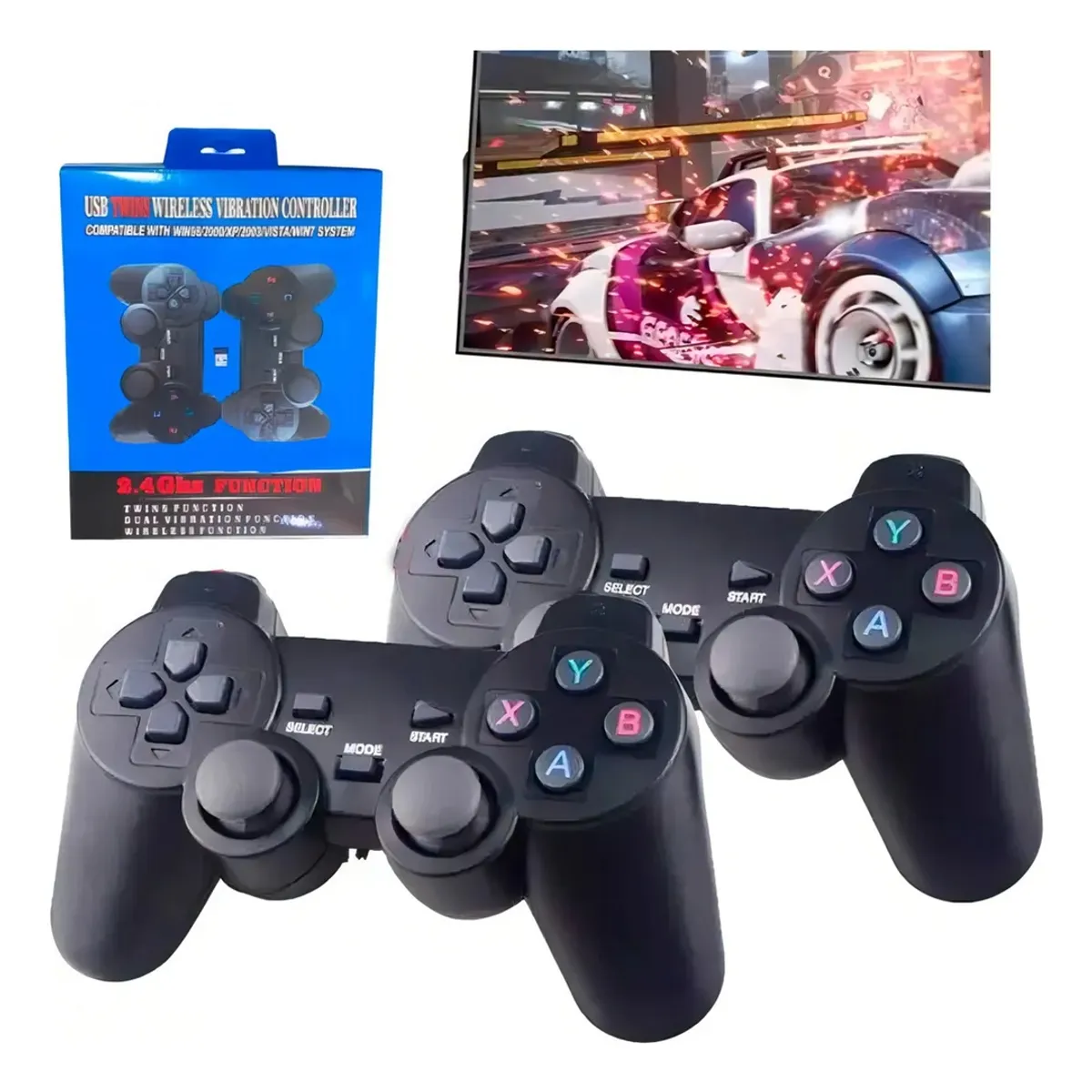 SEISA - Mando Joystick PC Inalámbrico Doble 2 En 1 Vibracion Gamepad