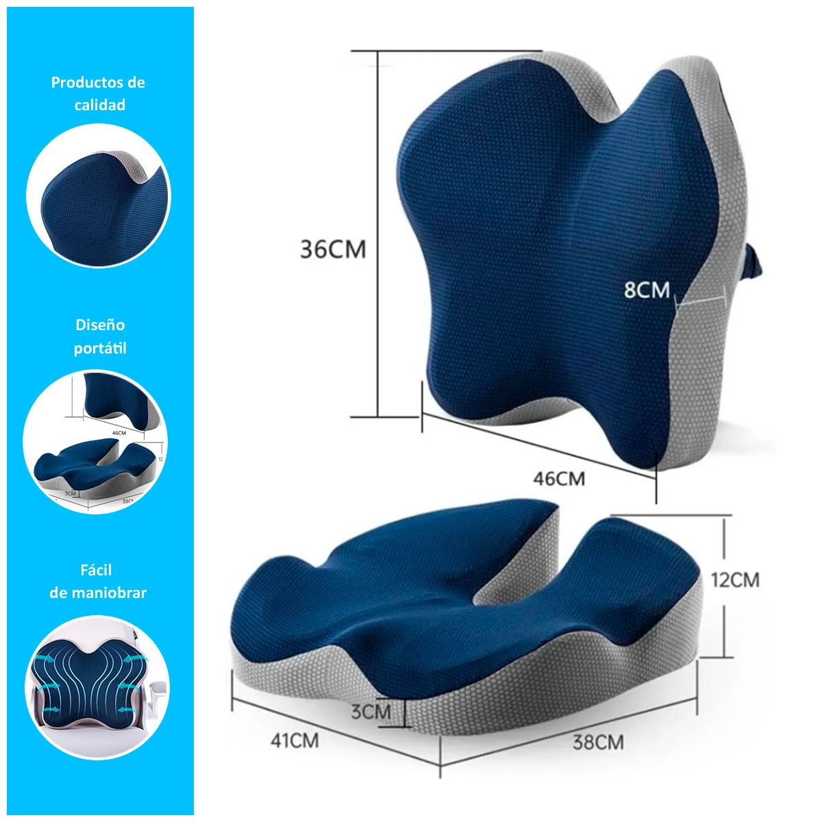 GENERICO - SET DE ASIENTO VISCO GEL Y CARBONO ANTIESTRES