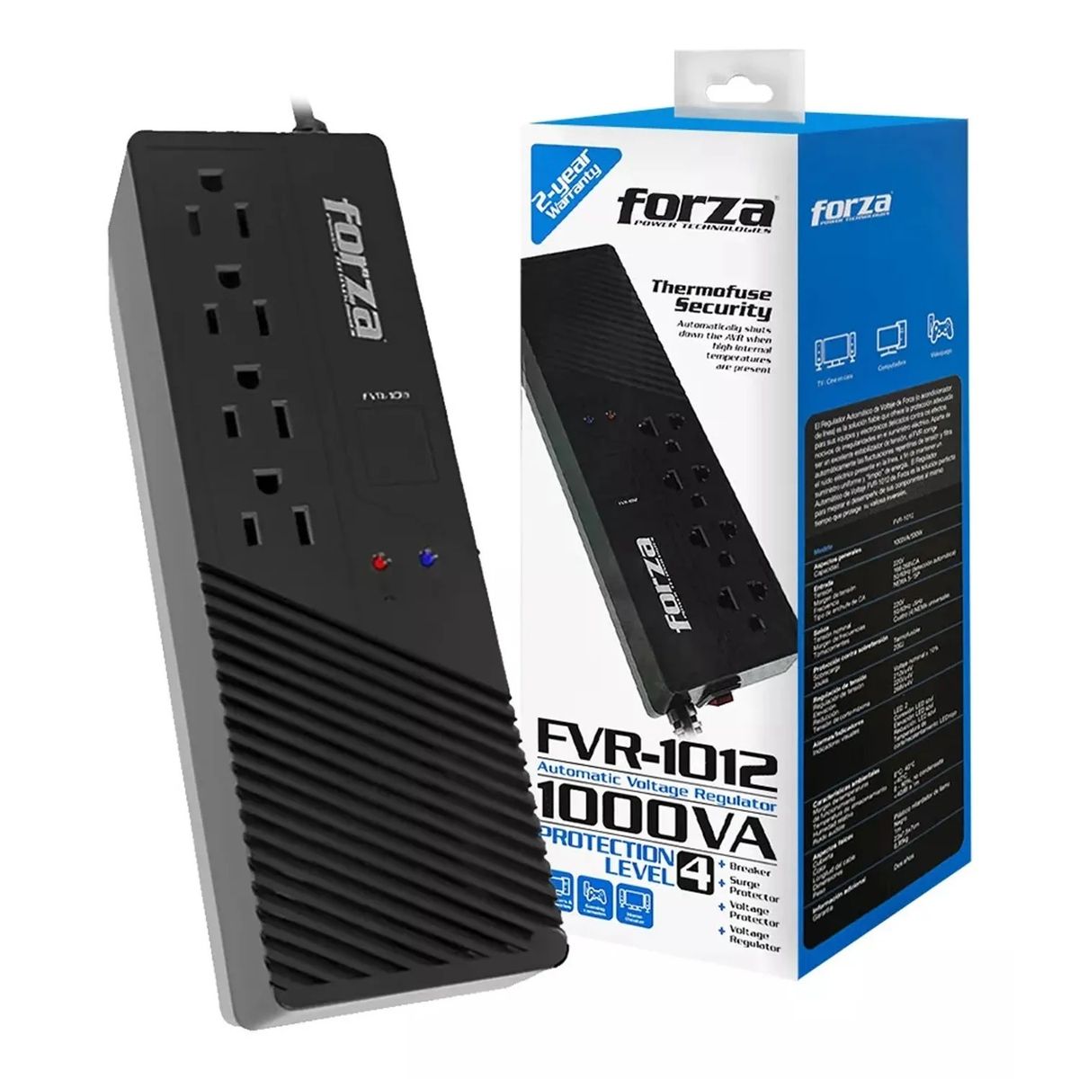 FORZA - Estabilizador Forza Fvr-1012 1000va500w Color Negro