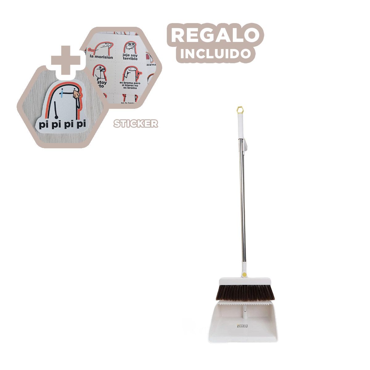GENERICO - Escoba Multifuncional para Hogar Blanco Y+Regalo Stickers