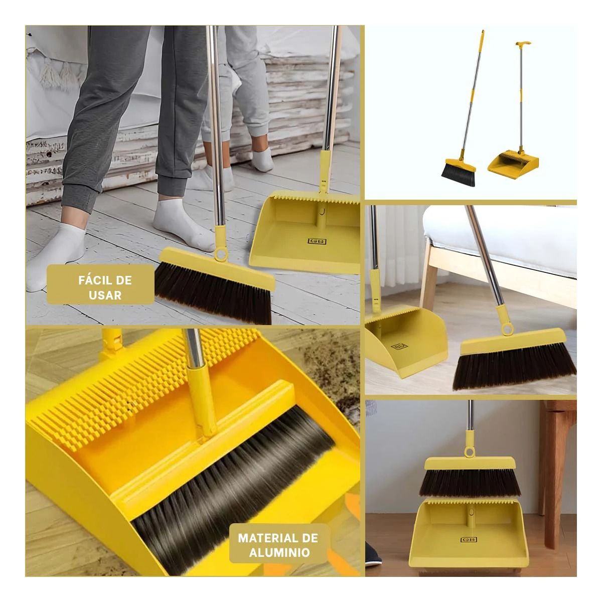 GENERICO - Pack4 Escoba para la Sala en Amarillo Y+Regalo Stickers