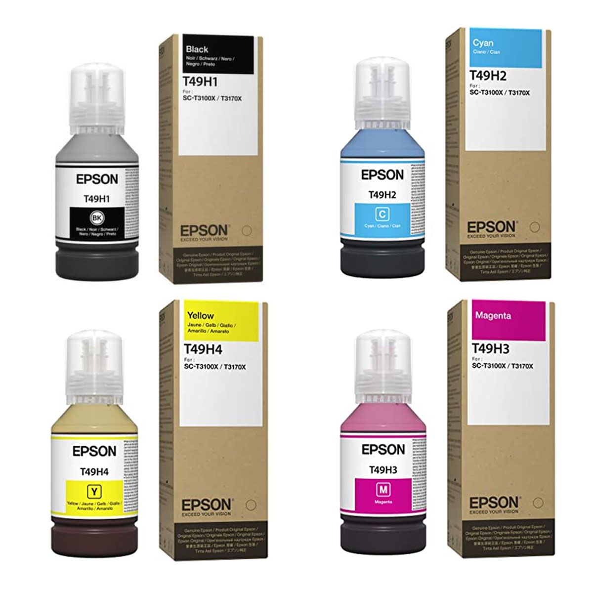 EPSON - KIT DE TINTA EPSON T49H NEGRO CYAN MAGENTA YELLOW T3170X 140ML CU