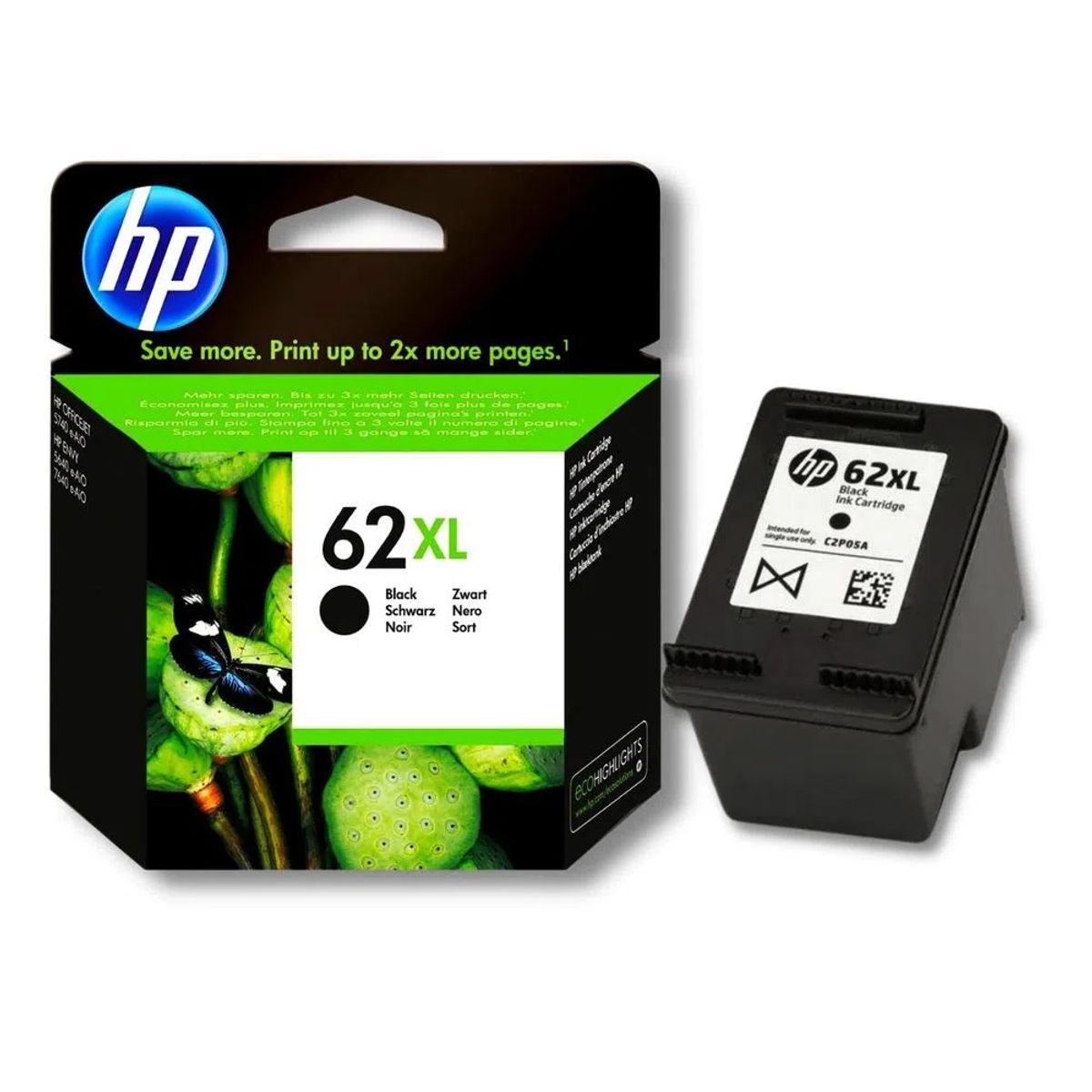 HP - CARTUCHO DE TINTA HP 62XL NEGRO C2P05AL 12ML. 200, 258