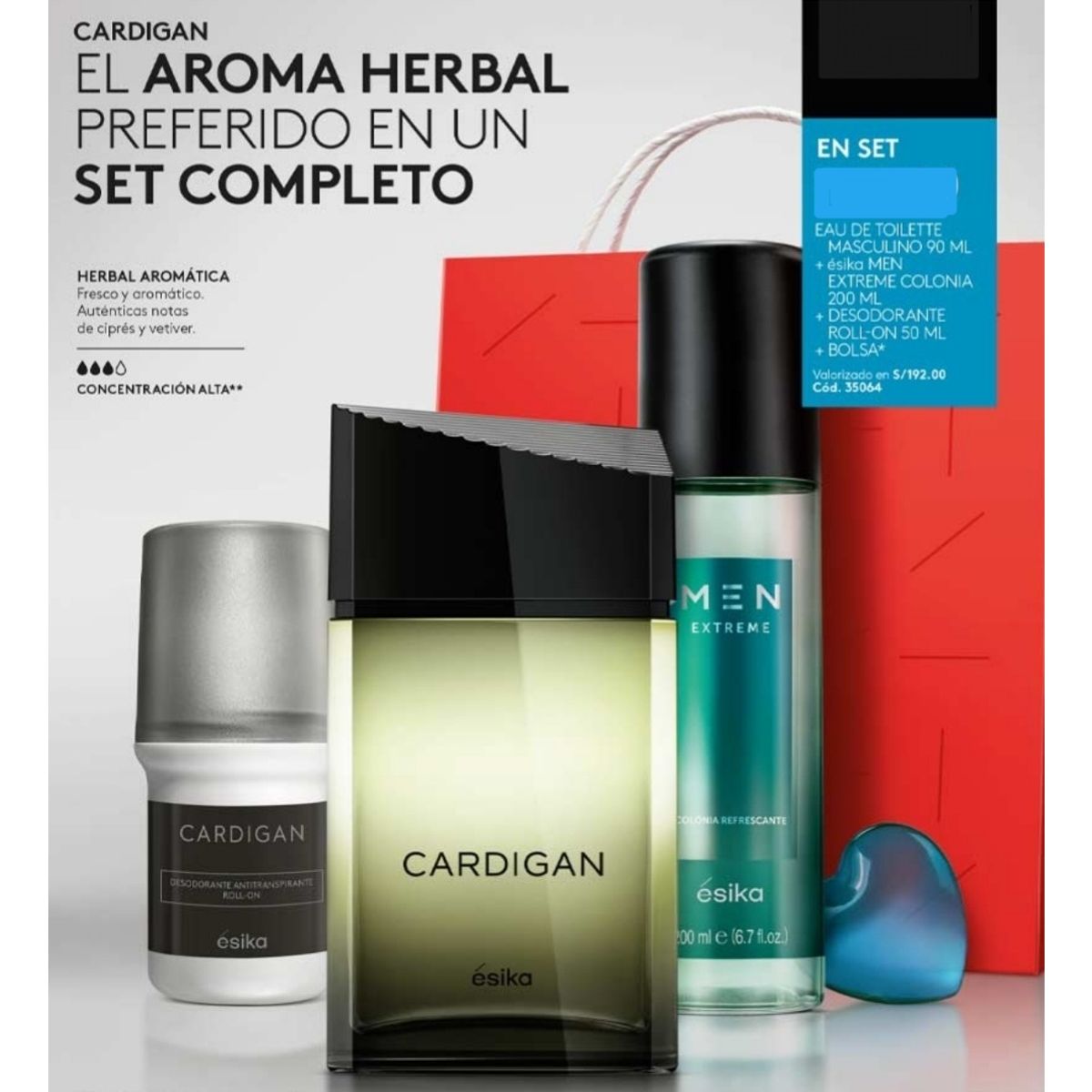 ESIKA - Perfume cardigan + deo rol on + men extreme ésika