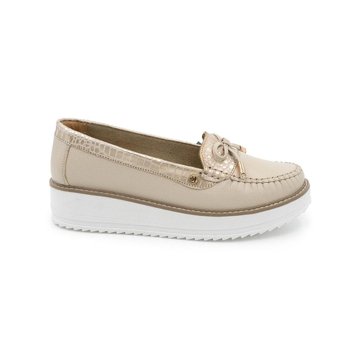 MIKAELA - ZAPATO MUJER MIKAELA CASUAL VAINILLA/DORADO MS761