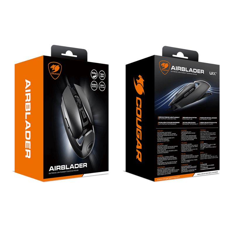COUGAR - Mouse Gaming COUGAR AIRBLADER 16K - Ultra Ligero de 62g para un Rendi