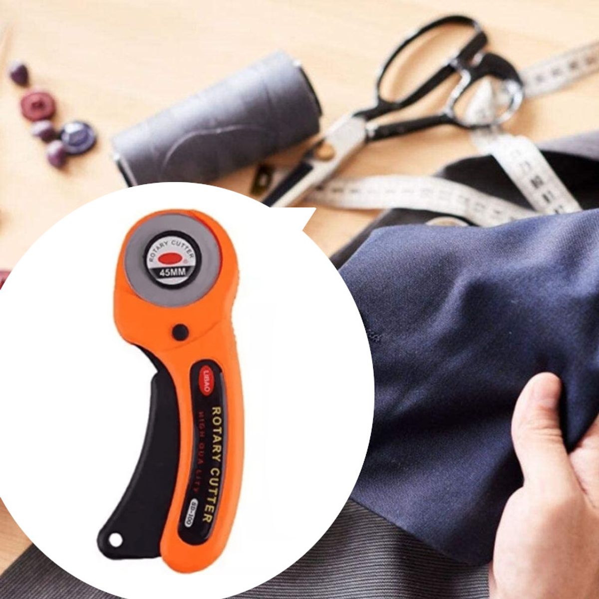 GENERICO - Tijera Cortador Cutter Cuchilla Circular Rotativa Patchwork