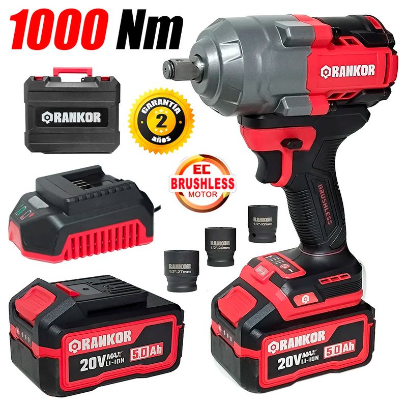 RANKOR - Llave de Impacto 1/2" Industrial  RLIW20003 20V 1000Nm Brushless