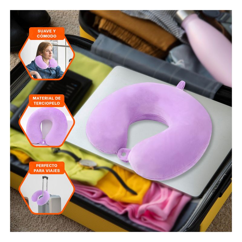GENERICO - Pack2 Cojin Cervical Suave para Viajes Largos en Lila