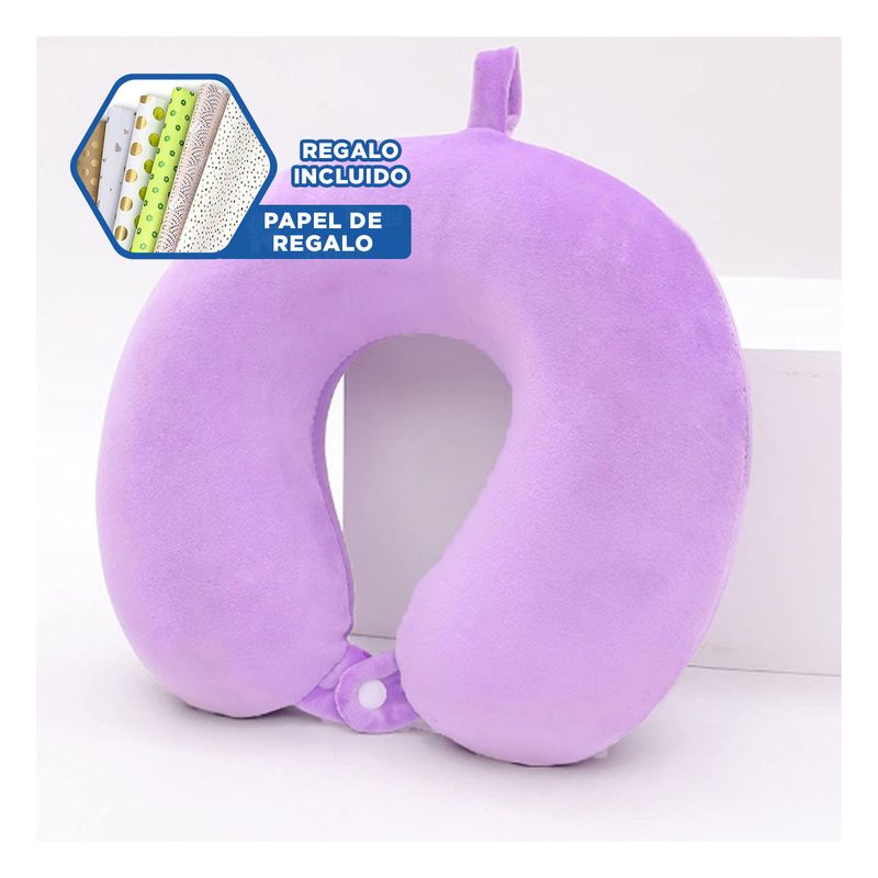 GENERICO - Almohada de Viaje con Colgador en Lila Y+Papel de Regalo