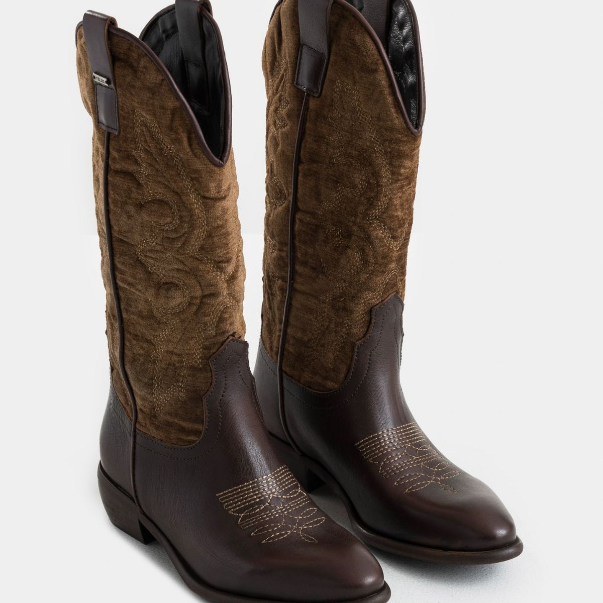 VELEZ - Vélez Botas Salvinia En Textil Y Cuero Mujer Vintage Café