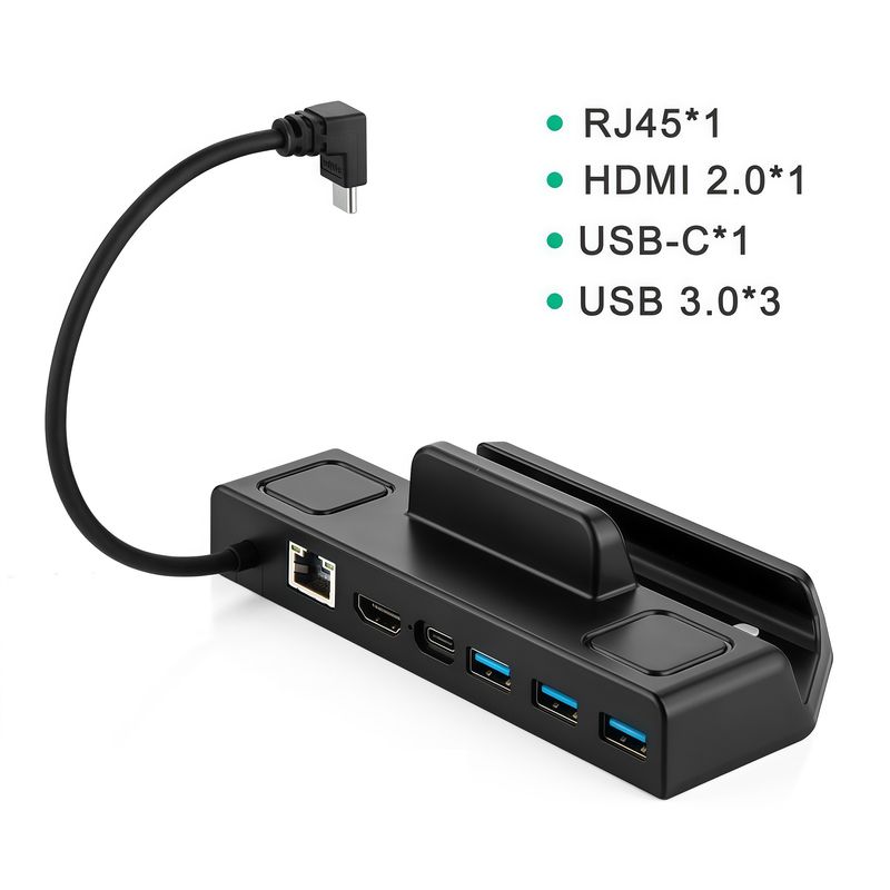 RENVMEXY - Dock Steam Deck 6-en-1 Base HDMI 4K 60Hz 3 USB 3.0 PD 65W Ethernet