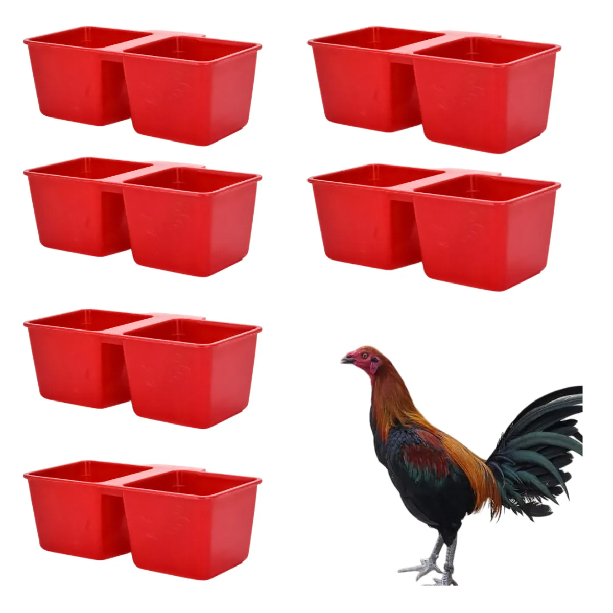 GENERICO - PACK X6 COMEDERO DOBLE PARA AVE GALLO PIQUERO