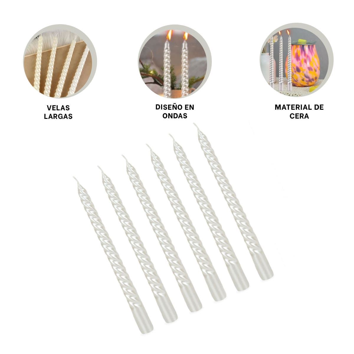 RYBIU IMPORT - Pack6 Lamparas de Cera Clasicas para Casa Blanco