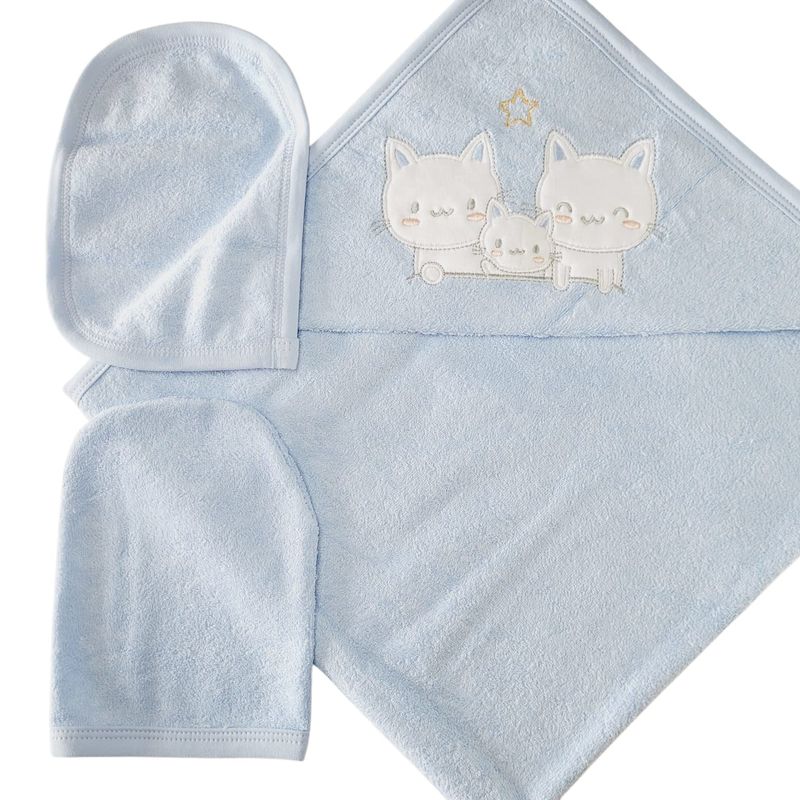 GENERICO - Toalla Bebé Felpa Suave - 3 pzas CELESTE