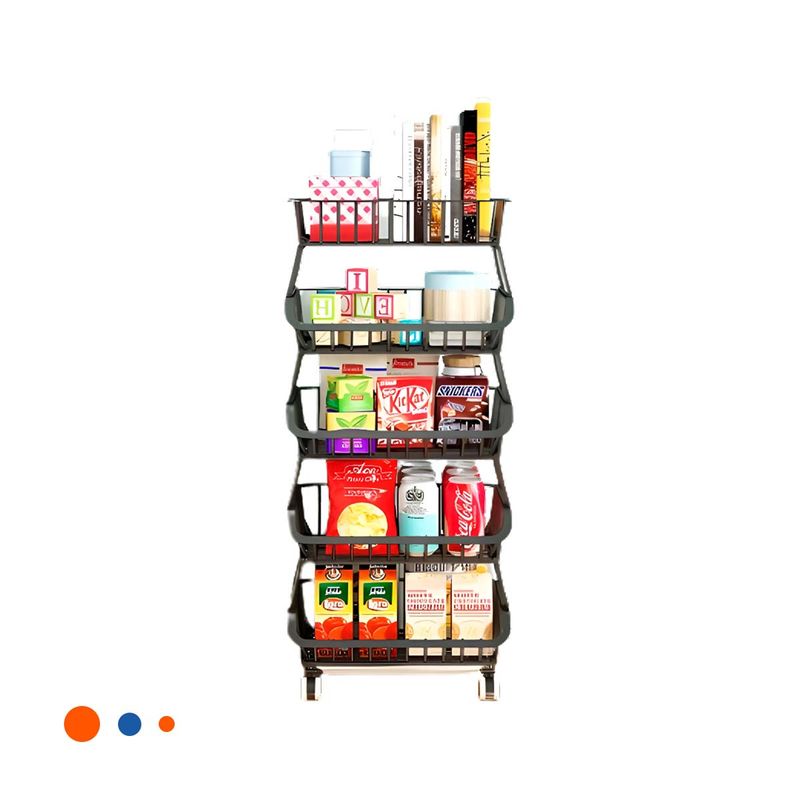 GENERICO - Pack2 Cesta Resistente Movible 5 Niveles de Cocina Negro