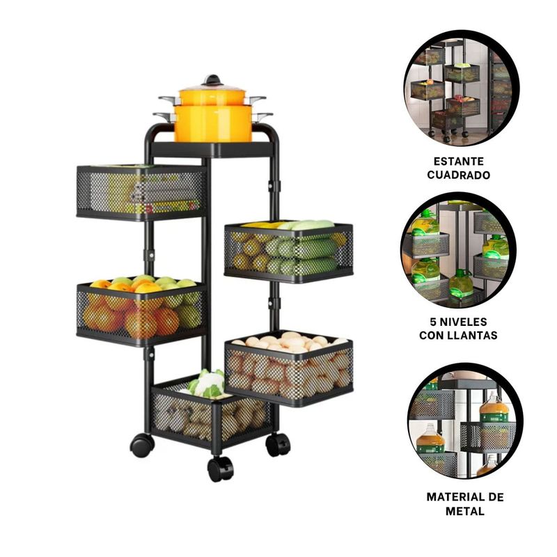 GENERICO - Estante de 5Niv Desarmable en Negro Y+Papel de Regalo