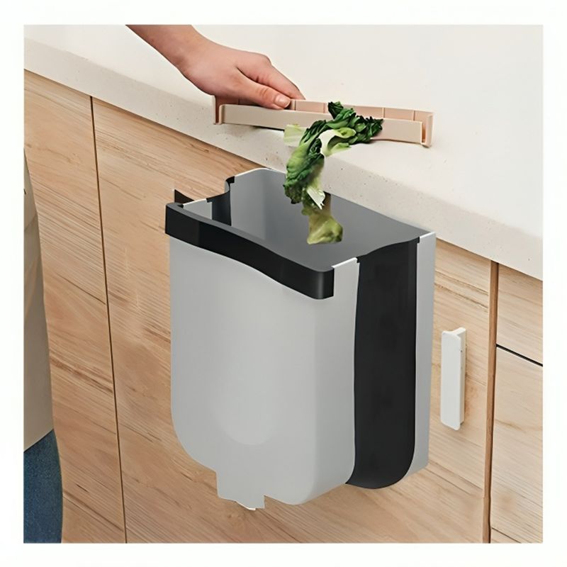 GENERICO - Pack2 Tacho Plegable para Basura de Cocina en Color Plomo