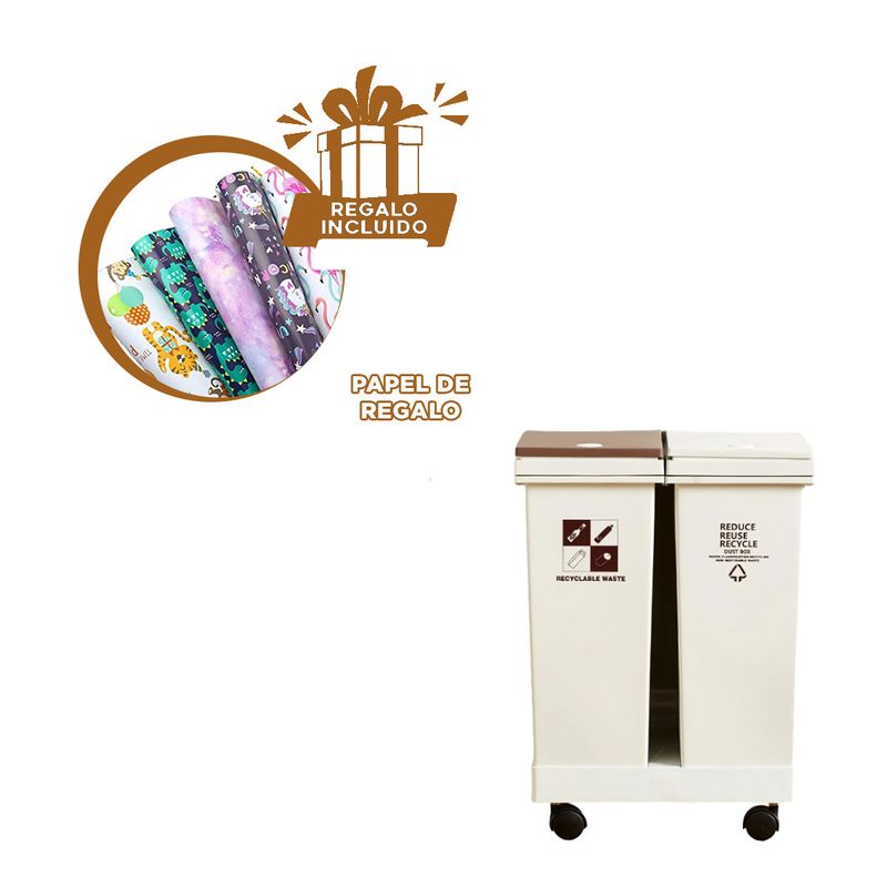 GENERICO - Pack4 Bote para Orden de Cocina 40L Blanco Y+Papel de Regalo